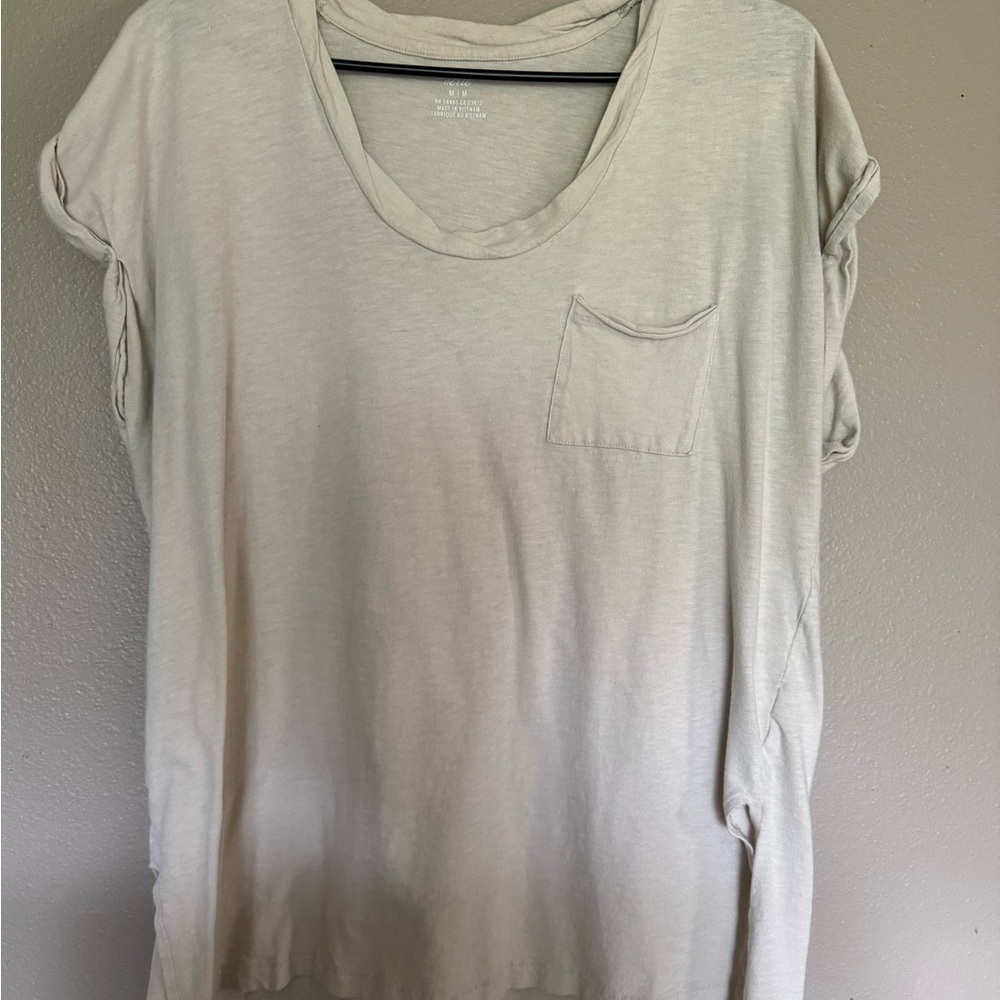 Aerie Cream Oversized Cuffed Sleeve T-Shirt
